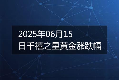 2025年06月15日千禧之星黄金涨跌幅