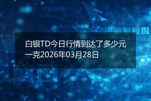 白银TD今日行情到达了多少元一克2026年03月28日