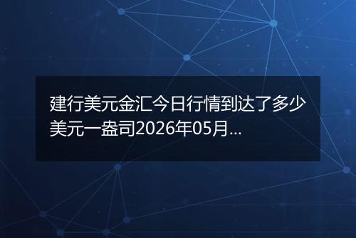 建行美元金汇今日行情到达了多少美元一盎司2026年05月22日