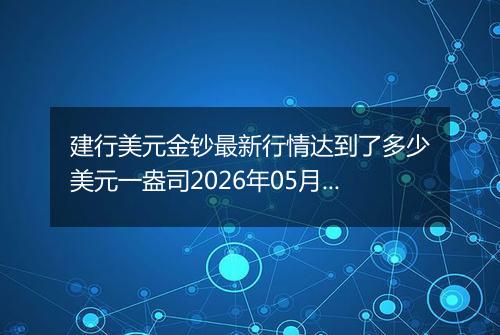 建行美元金钞最新行情达到了多少美元一盎司2026年05月05日