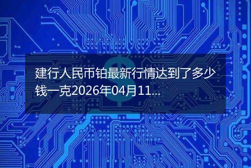 建行人民币铂最新行情达到了多少钱一克2026年04月11日