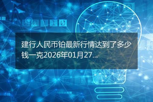 建行人民币铂最新行情达到了多少钱一克2026年01月27日