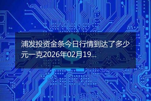 浦发投资金条今日行情到达了多少元一克2026年02月19日