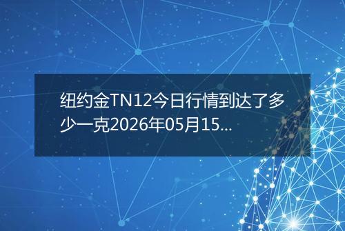 纽约金TN12今日行情到达了多少一克2026年05月15日