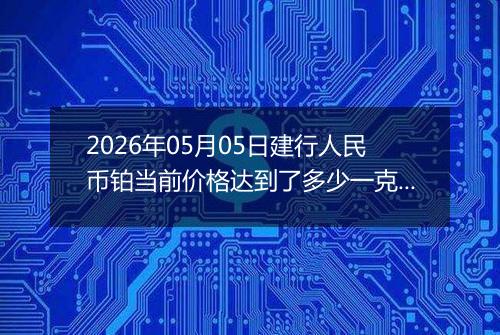 2026年05月05日建行人民币铂当前价格达到了多少一克2026年05月05日