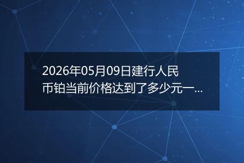 2026年05月09日建行人民币铂当前价格达到了多少元一克2026年05月09日