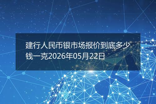 建行人民币银市场报价到底多少钱一克2026年05月22日