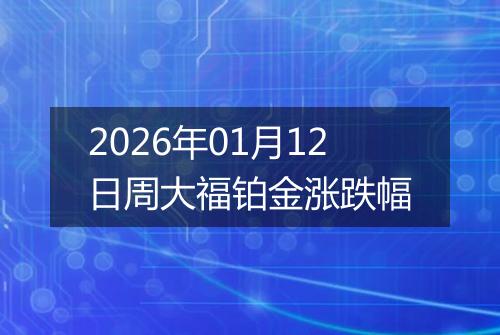 2026年01月12日周大福铂金涨跌幅