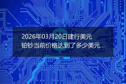 2026年03月20日建行美元铂钞当前价格达到了多少美元一盎司2026年03月20日