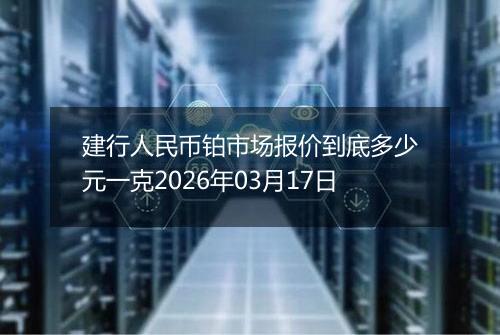 建行人民币铂市场报价到底多少元一克2026年03月17日