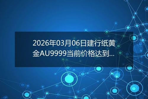 2026年03月06日建行纸黄金AU9999当前价格达到了多少一克2026年03月06日