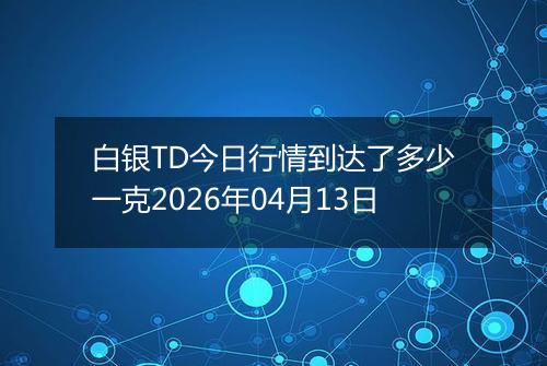 白银TD今日行情到达了多少一克2026年04月13日