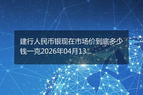 建行人民币银现在市场价到底多少钱一克2026年04月13日