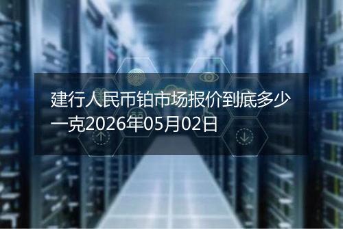 建行人民币铂市场报价到底多少一克2026年05月02日