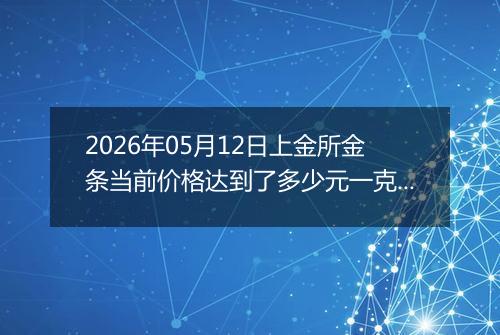 2026年05月12日上金所金条当前价格达到了多少元一克2026年05月12日