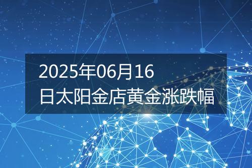 2025年06月16日太阳金店黄金涨跌幅