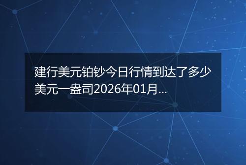 建行美元铂钞今日行情到达了多少美元一盎司2026年01月27日