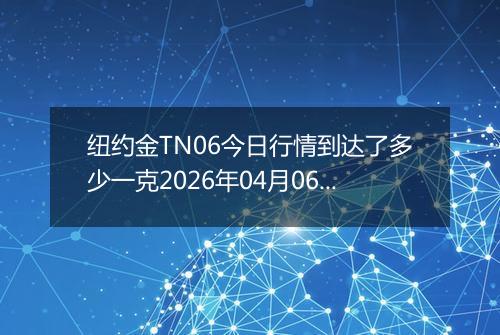 纽约金TN06今日行情到达了多少一克2026年04月06日