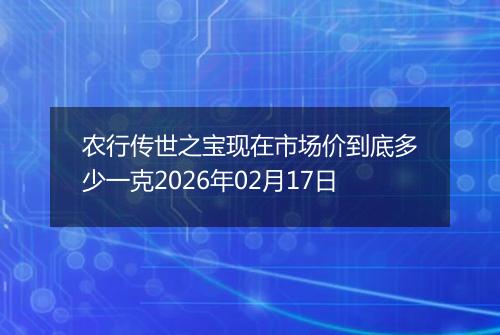 农行传世之宝现在市场价到底多少一克2026年02月17日