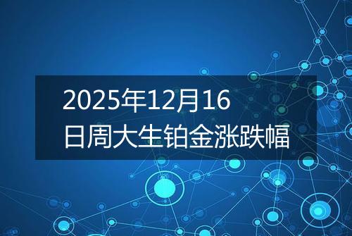 2025年12月16日周大生铂金涨跌幅