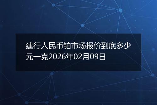 建行人民币铂市场报价到底多少元一克2026年02月09日