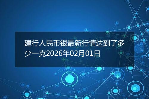 建行人民币银最新行情达到了多少一克2026年02月01日