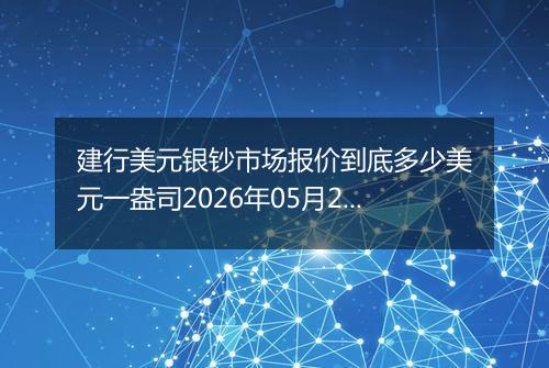建行美元银钞市场报价到底多少美元一盎司2026年05月24日