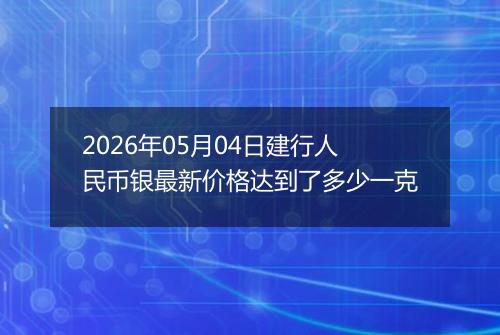 2026年05月04日建行人民币银最新价格达到了多少一克
