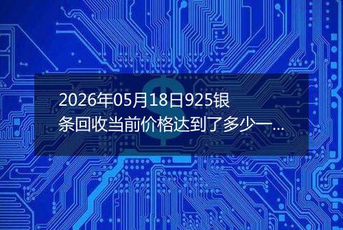 2026年05月18日925银条回收当前价格达到了多少一克2026年05月18日