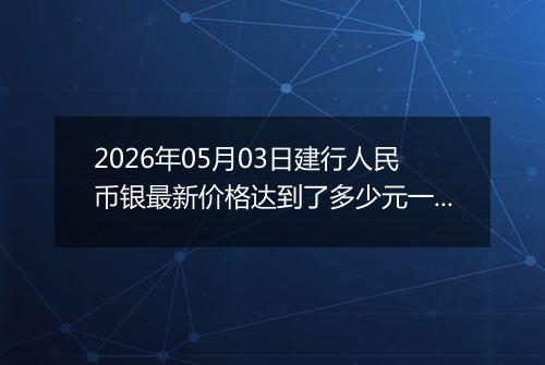 2026年05月03日建行人民币银最新价格达到了多少元一克