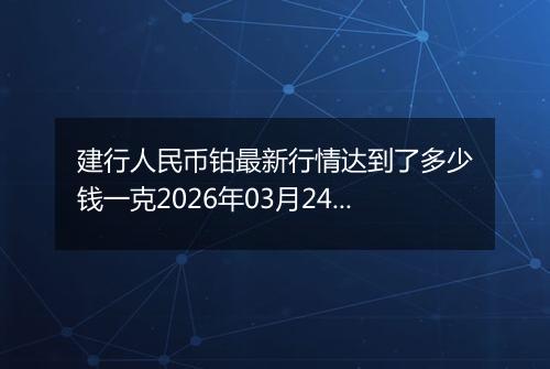 建行人民币铂最新行情达到了多少钱一克2026年03月24日