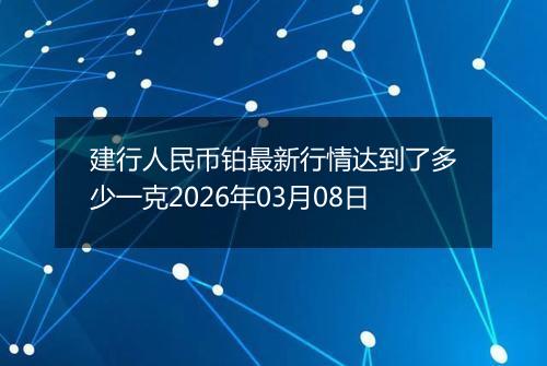 建行人民币铂最新行情达到了多少一克2026年03月08日