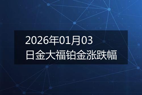 2026年01月03日金大福铂金涨跌幅