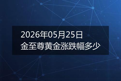 2026年05月25日金至尊黄金涨跌幅多少