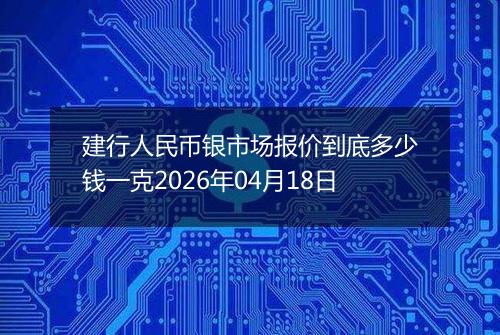 建行人民币银市场报价到底多少钱一克2026年04月18日