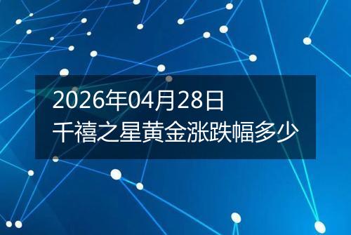 2026年04月28日千禧之星黄金涨跌幅多少