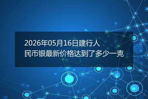 2026年05月16日建行人民币银最新价格达到了多少一克