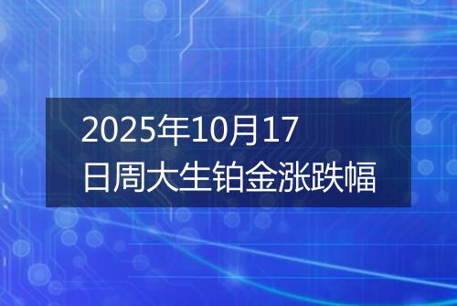 2025年10月17日周大生铂金涨跌幅