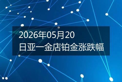 2026年05月20日亚一金店铂金涨跌幅
