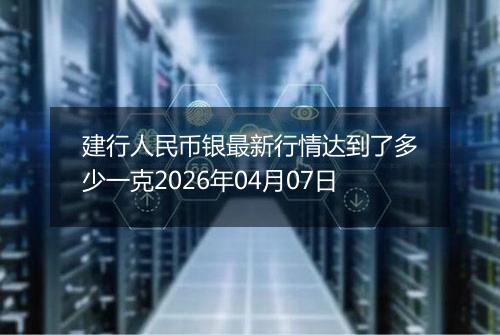 建行人民币银最新行情达到了多少一克2026年04月07日