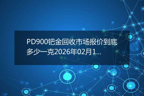 PD900钯金回收市场报价到底多少一克2026年02月10日