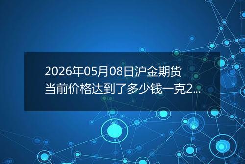 2026年05月08日沪金期货当前价格达到了多少钱一克2026年05月08日