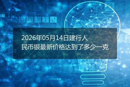 2026年05月14日建行人民币银最新价格达到了多少一克