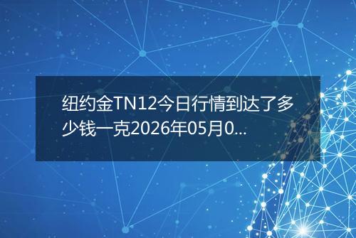 纽约金TN12今日行情到达了多少钱一克2026年05月05日
