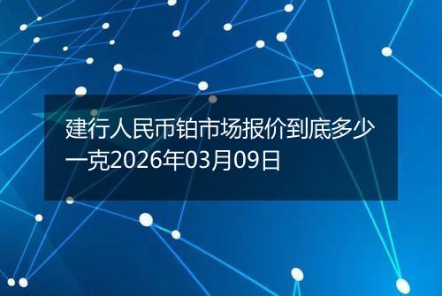 建行人民币铂市场报价到底多少一克2026年03月09日
