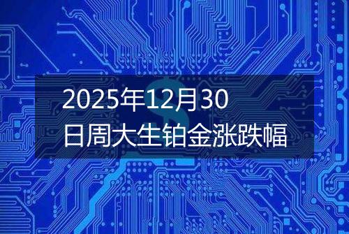 2025年12月30日周大生铂金涨跌幅