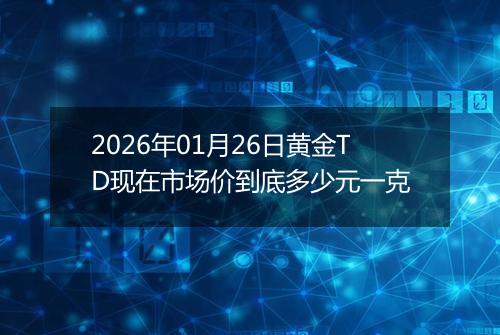 2026年01月26日黄金TD现在市场价到底多少元一克