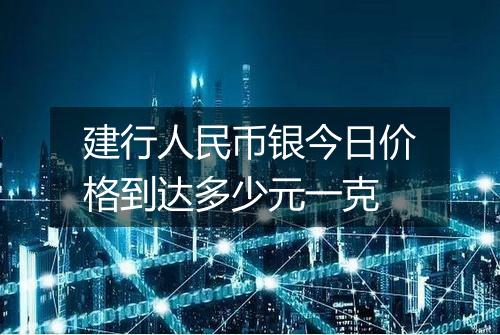 建行人民币银今日价格到达多少元一克