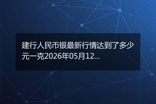 建行人民币银最新行情达到了多少元一克2026年05月12日