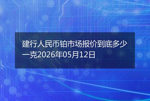 建行人民币铂市场报价到底多少一克2026年05月12日